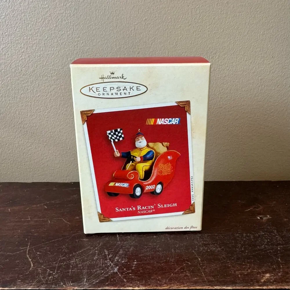 Hallmark NASCAR‎ 2002 Santa's Racin' Sleigh Christmas Holiday Ornament NEW